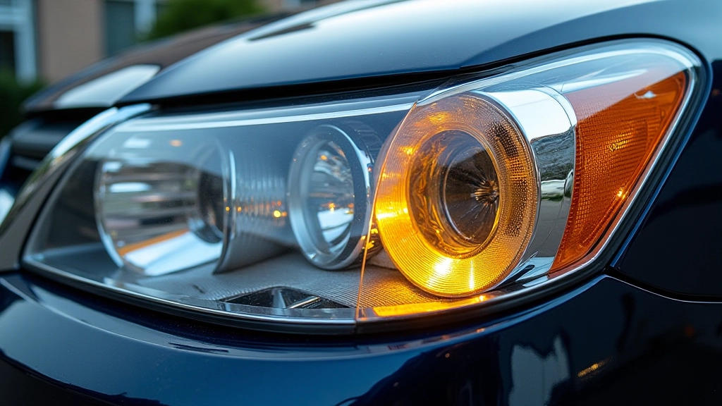 Before and after comparison showing a restored clear headlight lens next to a cloudy one
