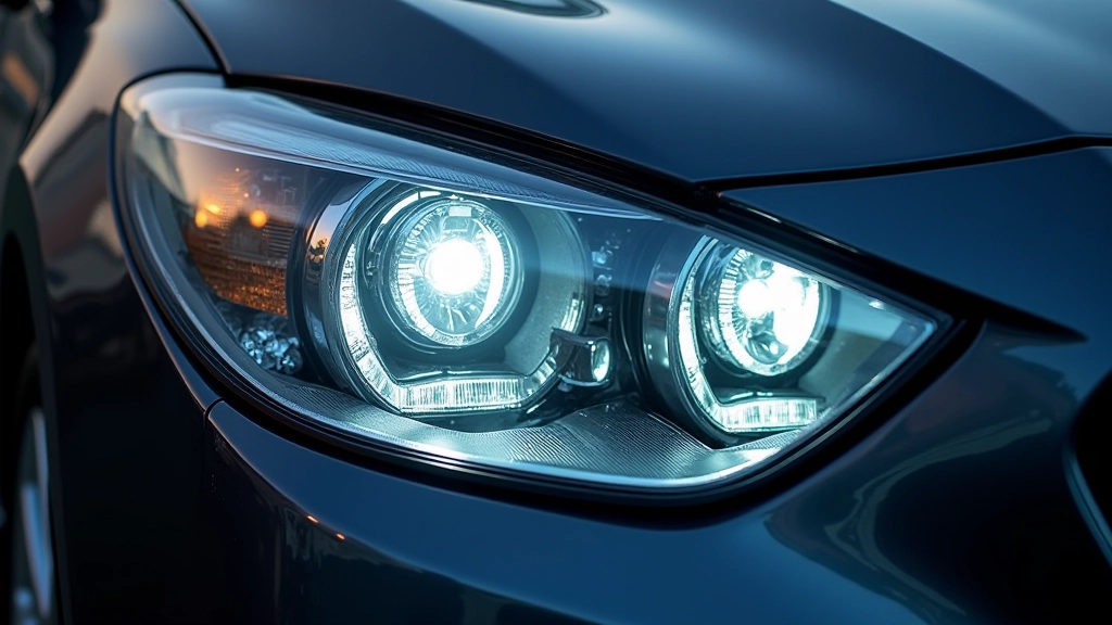 Before and after detail of professional headlight lens restoration showing clarity improvement